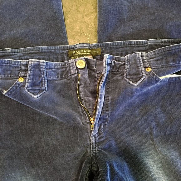 Vintage 90s Rampage Navy Velvet Low Rise Bootcut Jeans, Size 9 - Picture 10 of 16